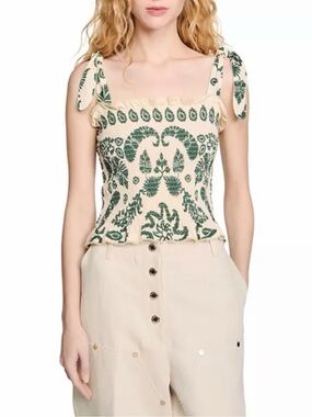 Ramatuelle Floral Motif Smocked Top